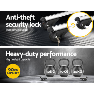 Universal Car Roof Rack Cross Bars | Aluminium Silver Adjustable 108cm Racks