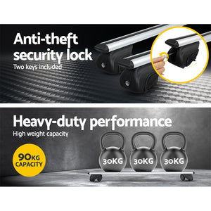Universal Car Roof Rack Cross Bars | Aluminium Adjustable 111cm Silver Upgraded