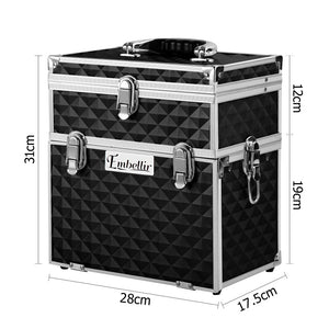 Cosmetic Beauty Makeup Carry Case with Mirror | Diamond Black