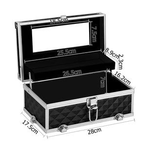 Cosmetic Beauty Makeup Carry Case with Mirror | Diamond Black