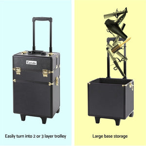 7 in 1 Portable Makeup Trolley | Embellir Cosmetic Beauty | Black & Gold