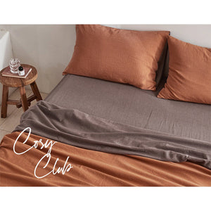 Cosy Club Sheet Set Cotton Sheets Double Orange Brown