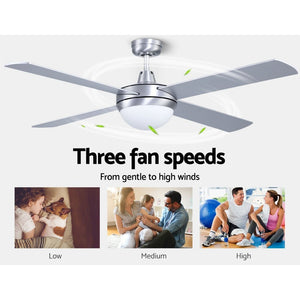52'' Ceiling Fan w/Light & Remote | Silver