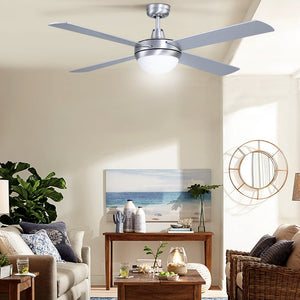 52'' Ceiling Fan w/Light & Remote | Silver