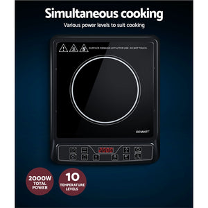 Electric Induction Cooktop | Portable Cook Top Ceramic Kitchen Hot Plate | Devanti