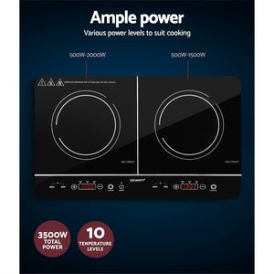Devanti Electric Induction Cooktop | 60cm Portable Kitchen Ceramic Glass Cooker