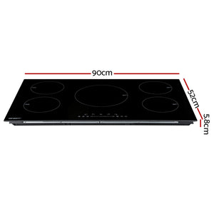 Devanti Induction Cooktop | 90cm Electric Cooker Ceramic | 5 Zones Stove Hot Plate