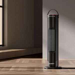 Devanti Ceramic Tower Heater | Electric Portable Oscillating Remote Control - 2000W