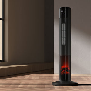 Devanti Electric Ceramic Tower Heater | 3D Flame Oscillating Remote Control - 2000W