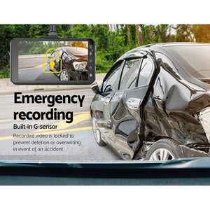 UL Tech 4 Inch Dual Camera Dash Camera - Black | High-Quality Dash Cam