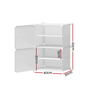 Artiss Shoe Cabinet DIY Shoe Box | White Storage Cube Portable Organiser Stand