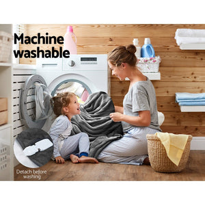 Giselle Electric Heated Rug | Washable | Snuggle | Flannel | Grey