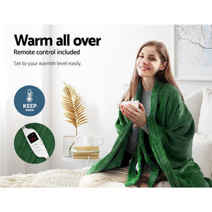 Giselle Electric Heated Blanket | Washable Snuggle Flannel (Green)