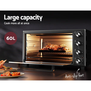 Devanti Electric Convection Oven Bake Benchtop Rotisserie Grill 60L - The Hippie House