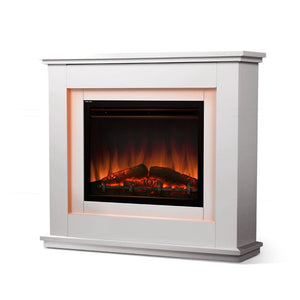 White Electric Fireplace Heater With Flame Effect