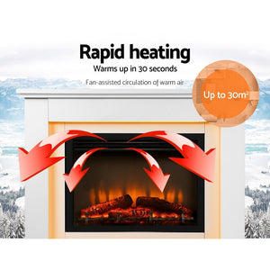 White Electric Fireplace Heater With Flame Effect