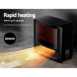 Devanti Electric Fireplace - 3D Flame Effect Heater | Portable 2000W