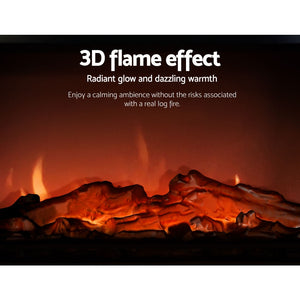Devanti Electric Fireplace - 3D Flame Effect Heater | Portable 2000W