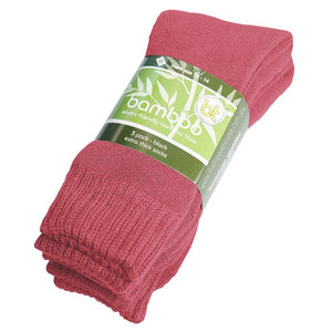 Extra Thick Pink Bamboo Socks - 3 Pack