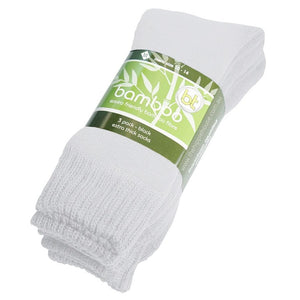 Extra Thick White Bamboo Socks - 3 Pack