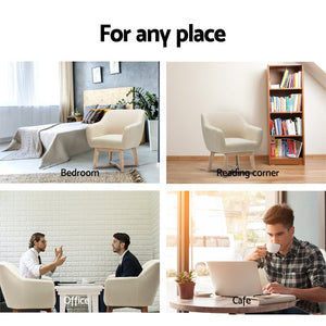 Beige Fabric Tub Lounge Armchair