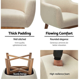 Beige Fabric Tub Lounge Armchair