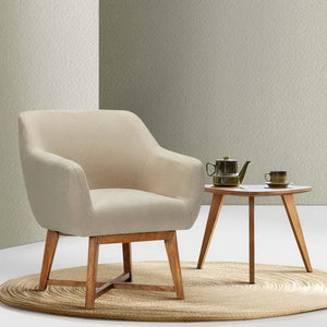 Beige Fabric Tub Lounge Armchair