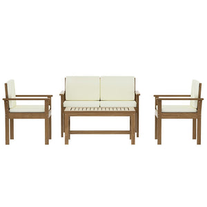 Gardeon Outdoor Sofa Set 4-Seater Acacia Wood Lounge Setting Table Chairs