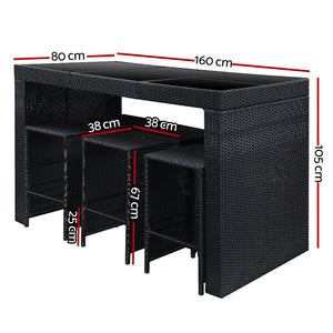 Black 7 Piece Outdoor Dining Table Set