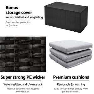 Black 7 Piece Outdoor Dining Table Set