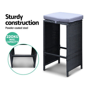 Black 7 Piece Outdoor Dining Table Set