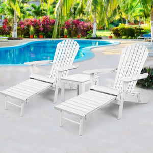 3 Piece Outdoor White Beach Chair Set
