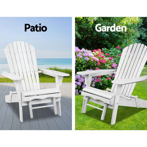 3 Piece Outdoor White Beach Chair Set