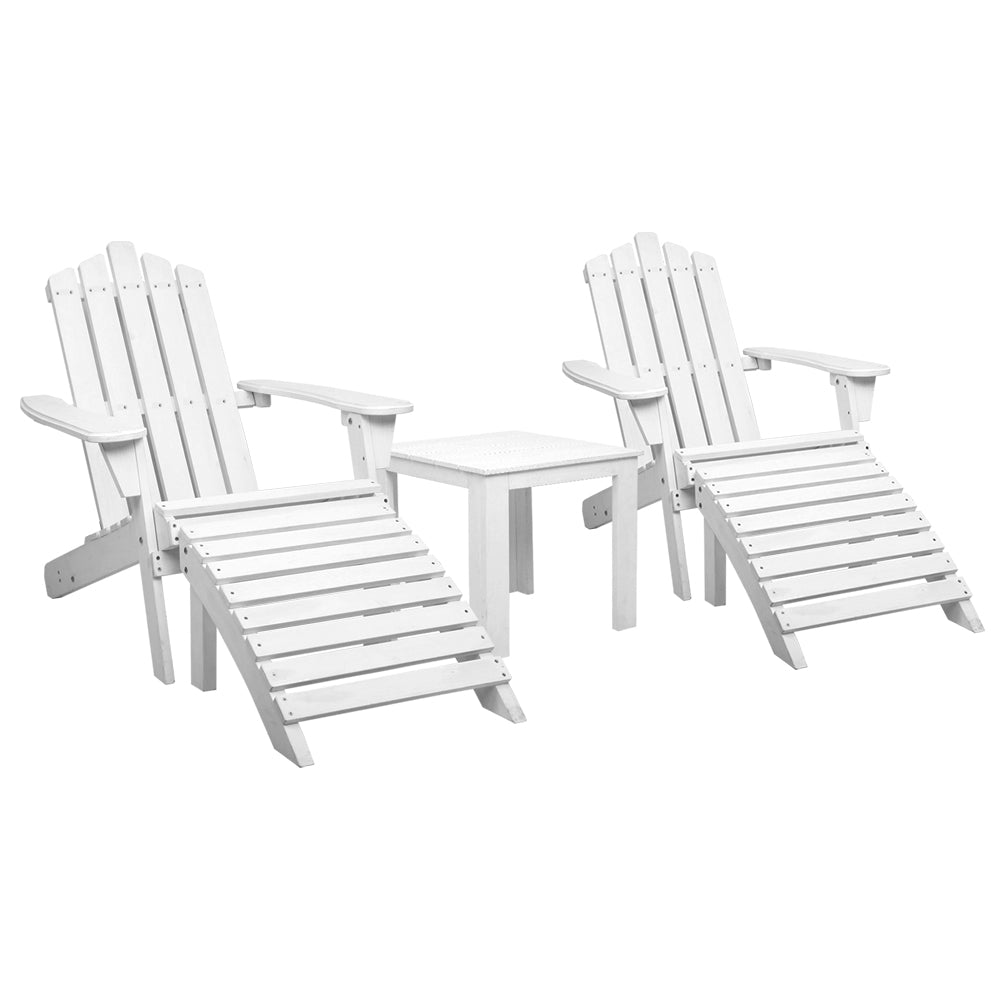 White Beach Sun Lounge Chairs - 2PCS Set