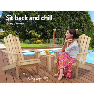 Wooden Outdoor Sun Lounge Beach Chair Set