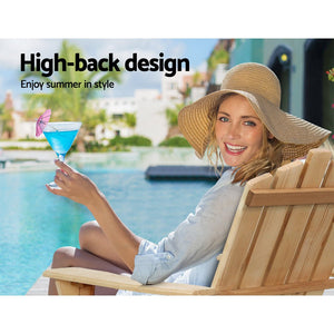 Wooden Outdoor Sun Lounge Beach Chair Set