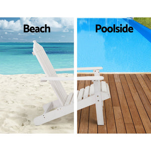 Outdoor White Beach Sun Lounge Chair With Included Table