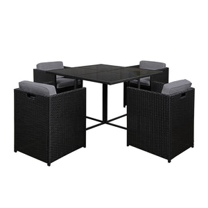 Black 5 Piece Wicker Outdoor Dining Set