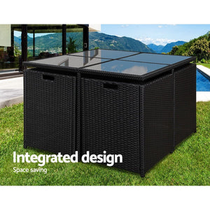 Black 5 Piece Wicker Outdoor Dining Set