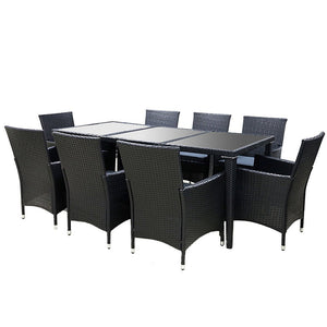 Large 9 Piece Outdoor Dining Set - Black