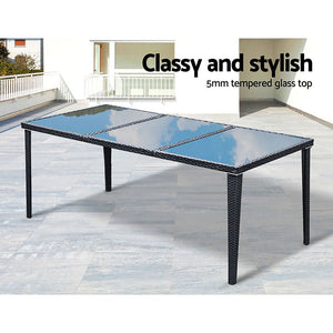 Large 9 Piece Outdoor Dining Set - Black