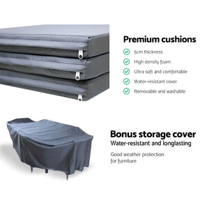 Large 9 Piece Outdoor Dining Set - Black