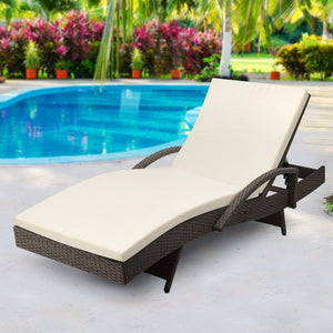 Grey Outdoor Sun Lounge Reclined