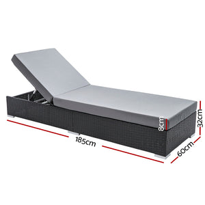 Sun Lounge Chairs For Pool Area - Black / Grey