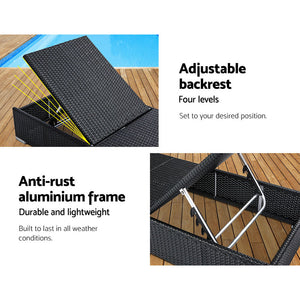 Sun Lounge Chairs For Pool Area - Black / Grey