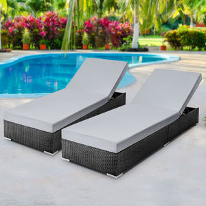 Sun Lounge Chairs For Pool Area - Black / Grey
