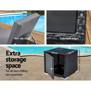 Outdoor Sun Lounge With Wicker Cushions - Pool Furniture