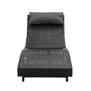 Outdoor Black Wicker Sun Lounge