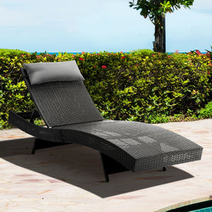 Outdoor Black Wicker Sun Lounge - The Hippie House