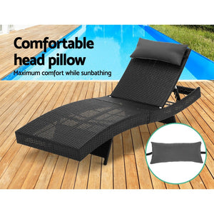 Black Outdoor Sun Lounge Setting / Day Bed